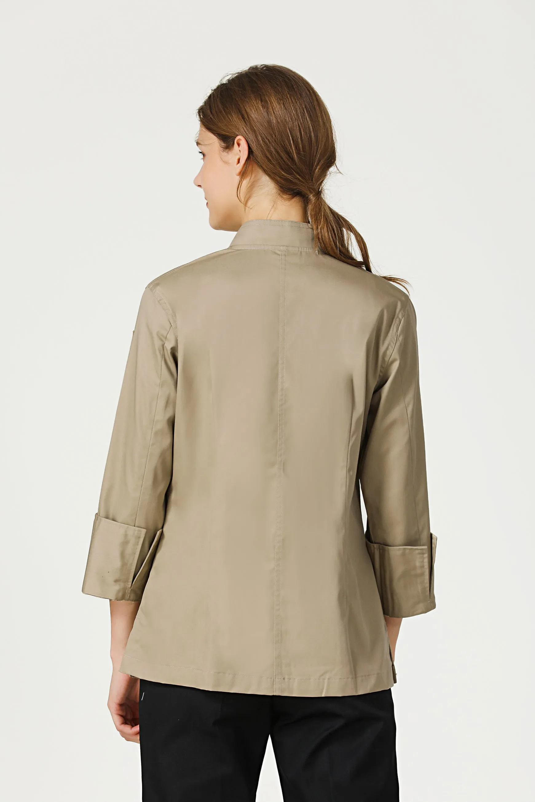 Rosemary Female Khaki Chef Jacket, Long Sleeve