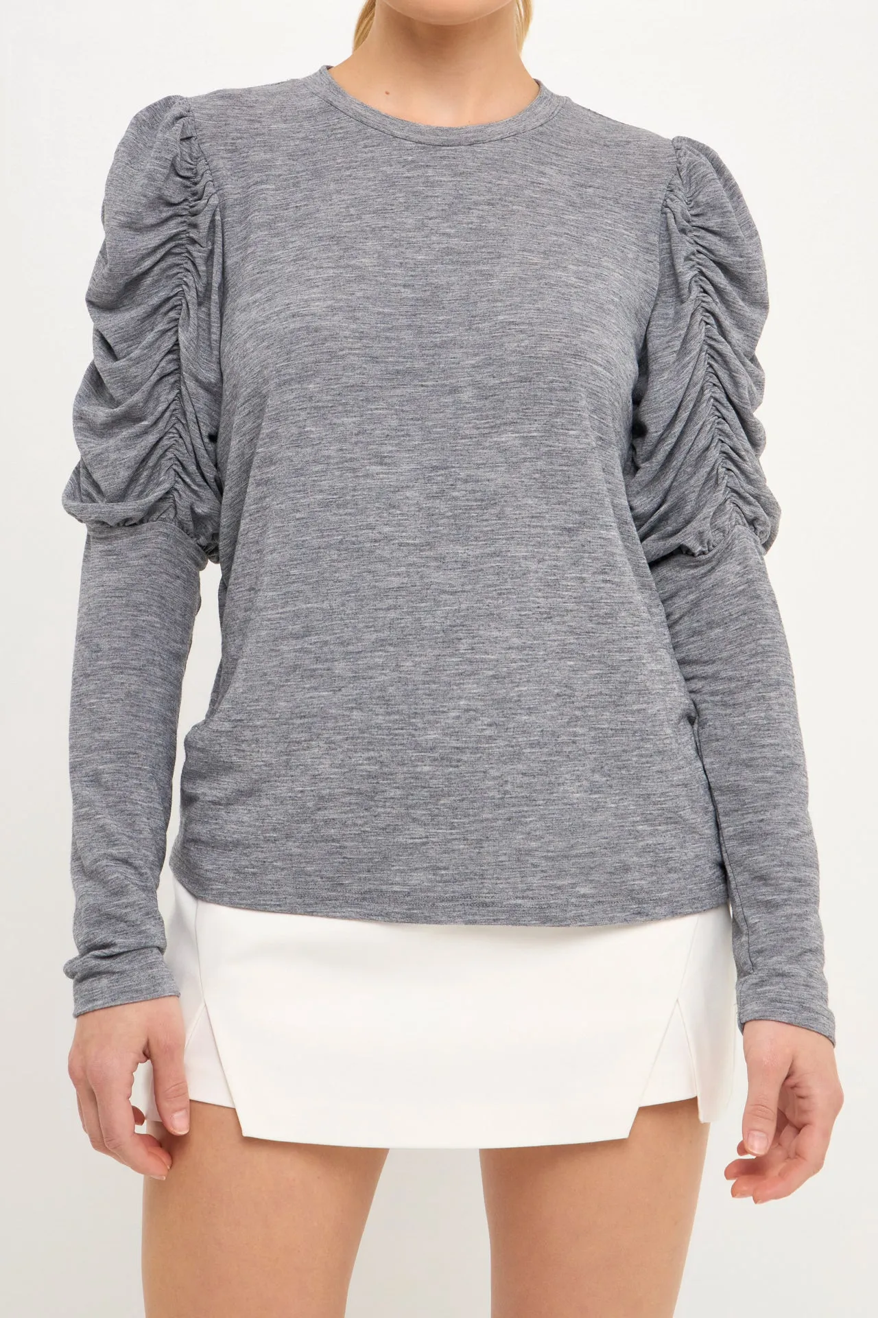 Ruched Sleeve Knit Top