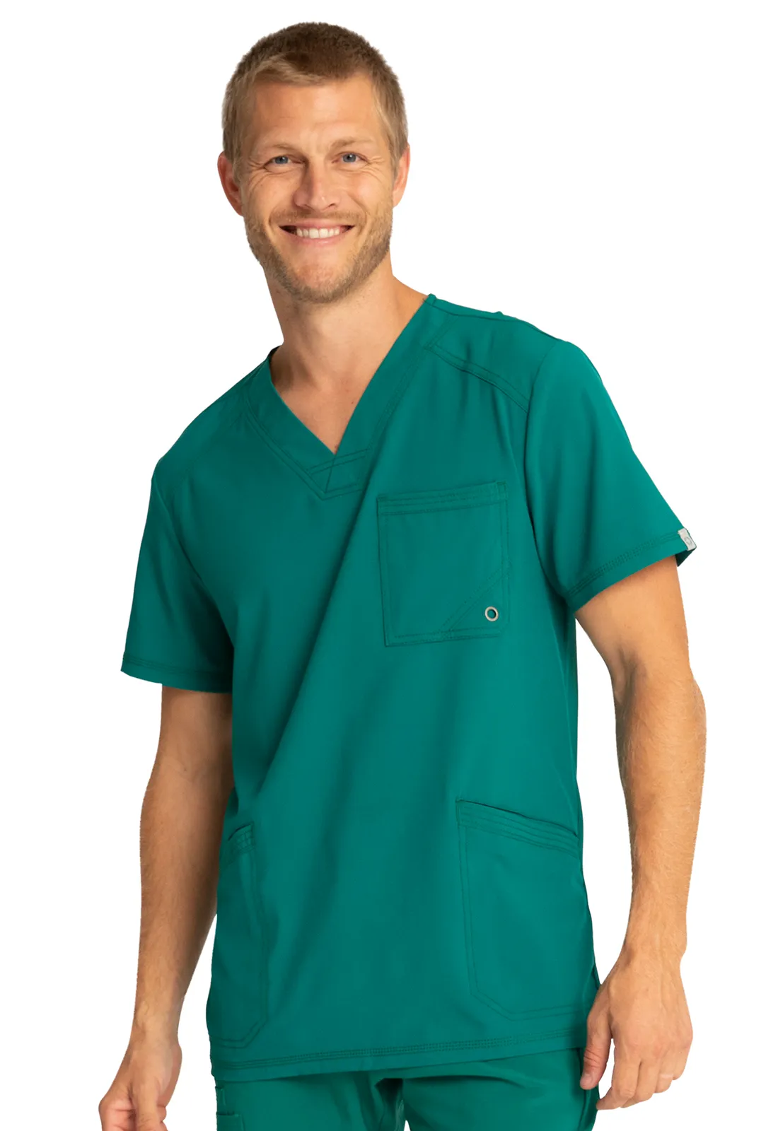 Scrub Top - Cherokee Infinity Men's V-Neck Top - Hunter Green, CK900A