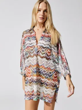 Short Cover Up Tunic - Dis College Zigzag