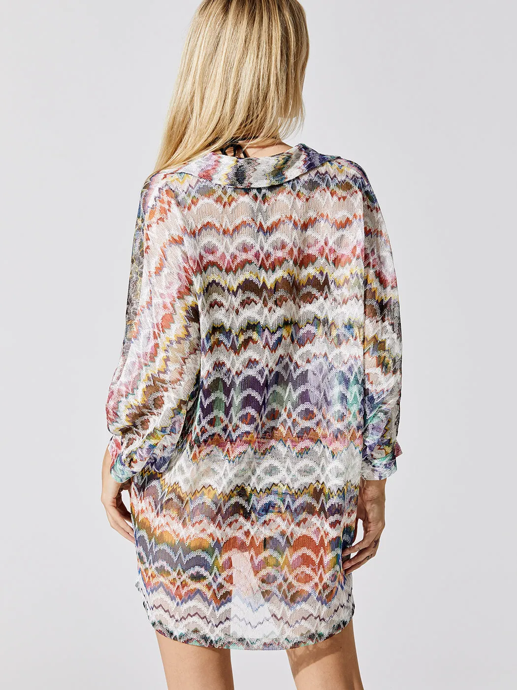 Short Cover Up Tunic - Dis College Zigzag