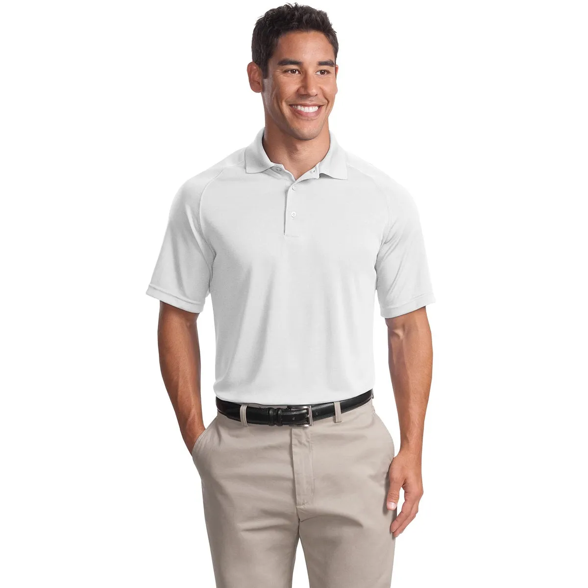 Short Sleeve Moisture Wicking Raglan Polo Shirt Available With Protective Underarm Shields #T475