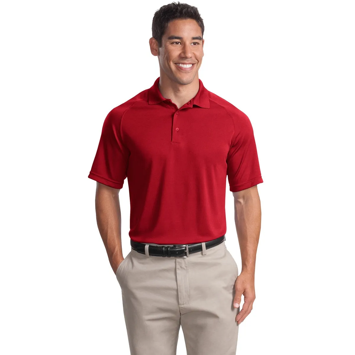 Short Sleeve Moisture Wicking Raglan Polo Shirt Available With Protective Underarm Shields #T475