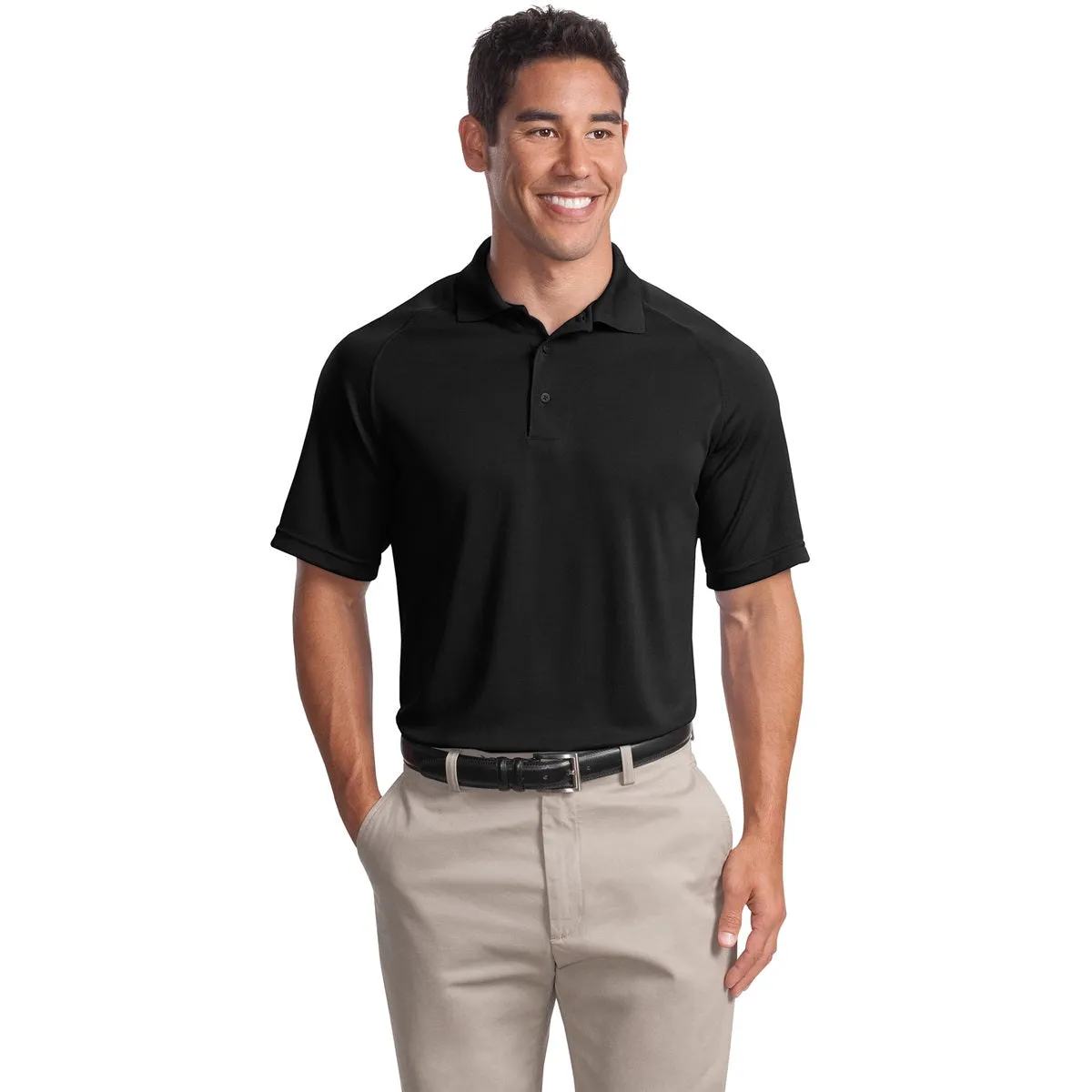 Short Sleeve Moisture Wicking Raglan Polo Shirt Available With Protective Underarm Shields #T475