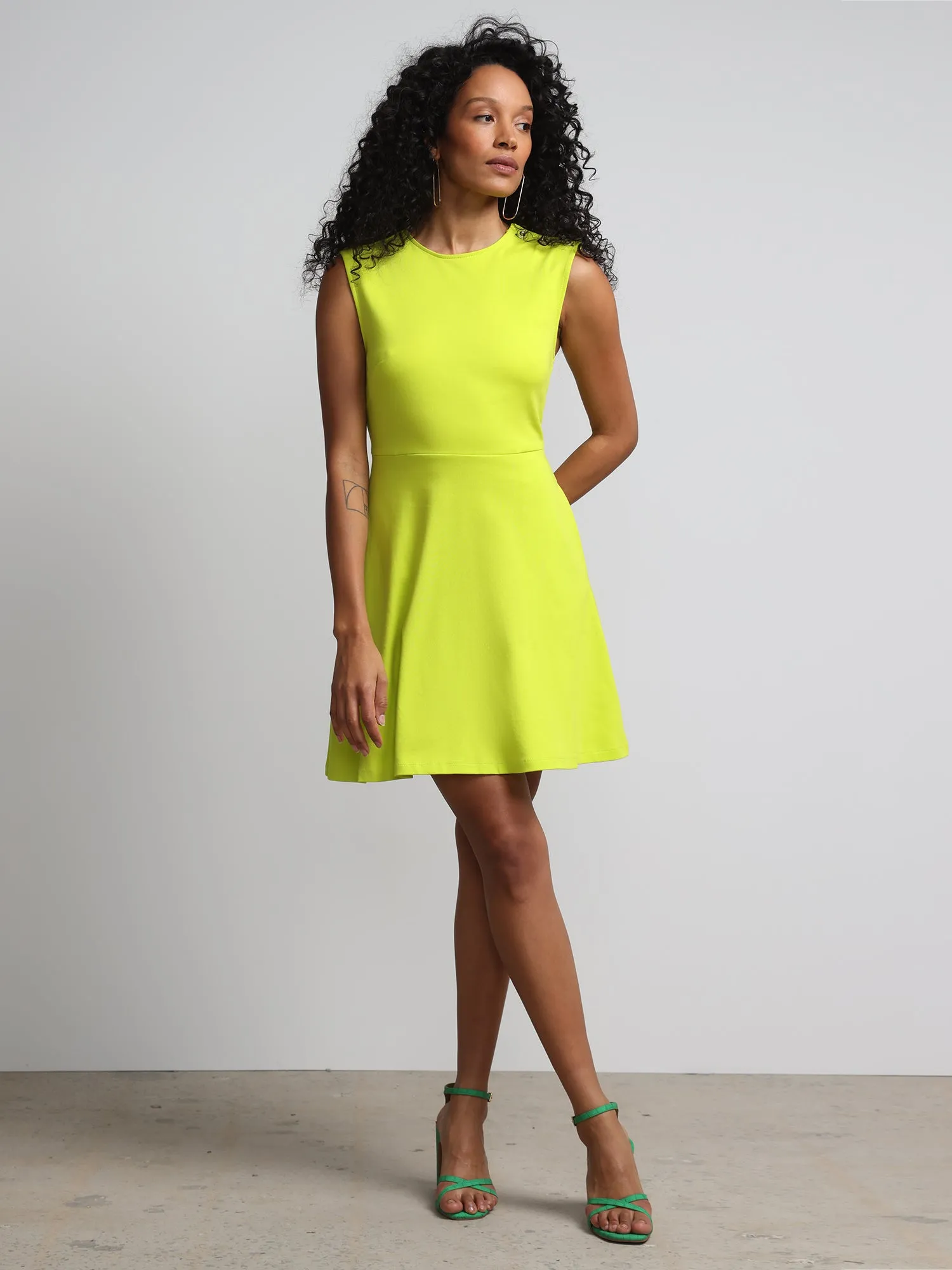 Shoulder-Button Flare Dress - City Knits