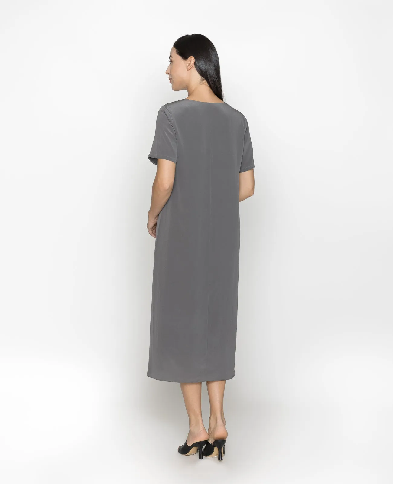 Silk V-neck Tee Dress