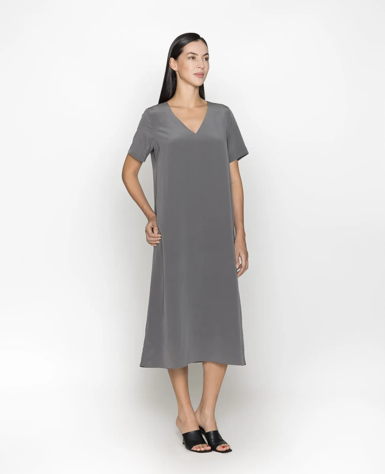 Silk V-neck Tee Dress