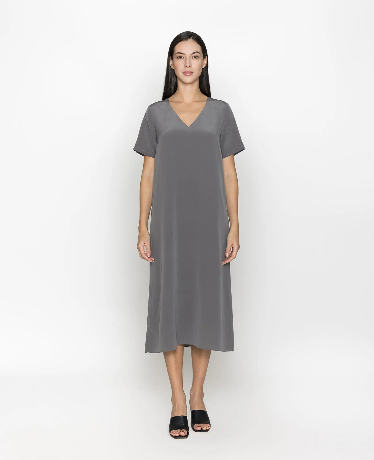 Silk V-neck Tee Dress