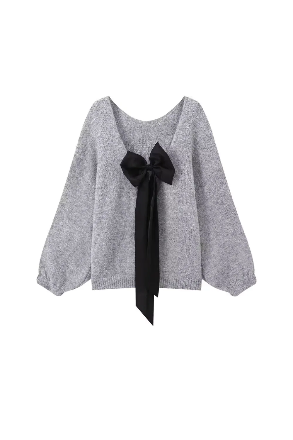 'Skylar' Back Bow-Accented Pullover Sweater