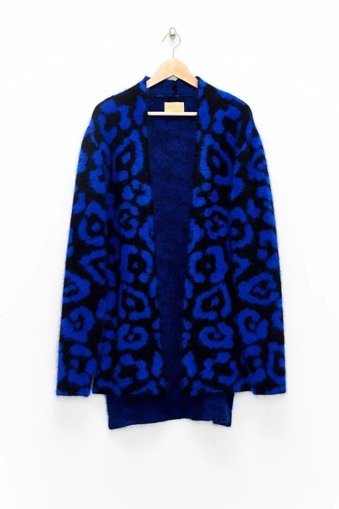 Slade Collection- Angora Hair Leopard Graphic Jacquard Knitted Cardigan