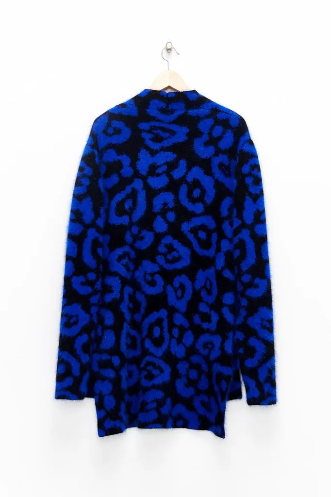 Slade Collection- Angora Hair Leopard Graphic Jacquard Knitted Cardigan