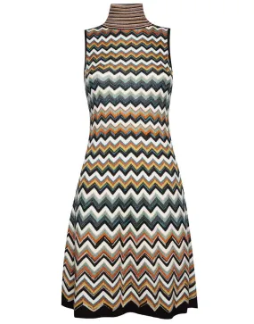 Sleeveless Knit ZigZag Striped Dress