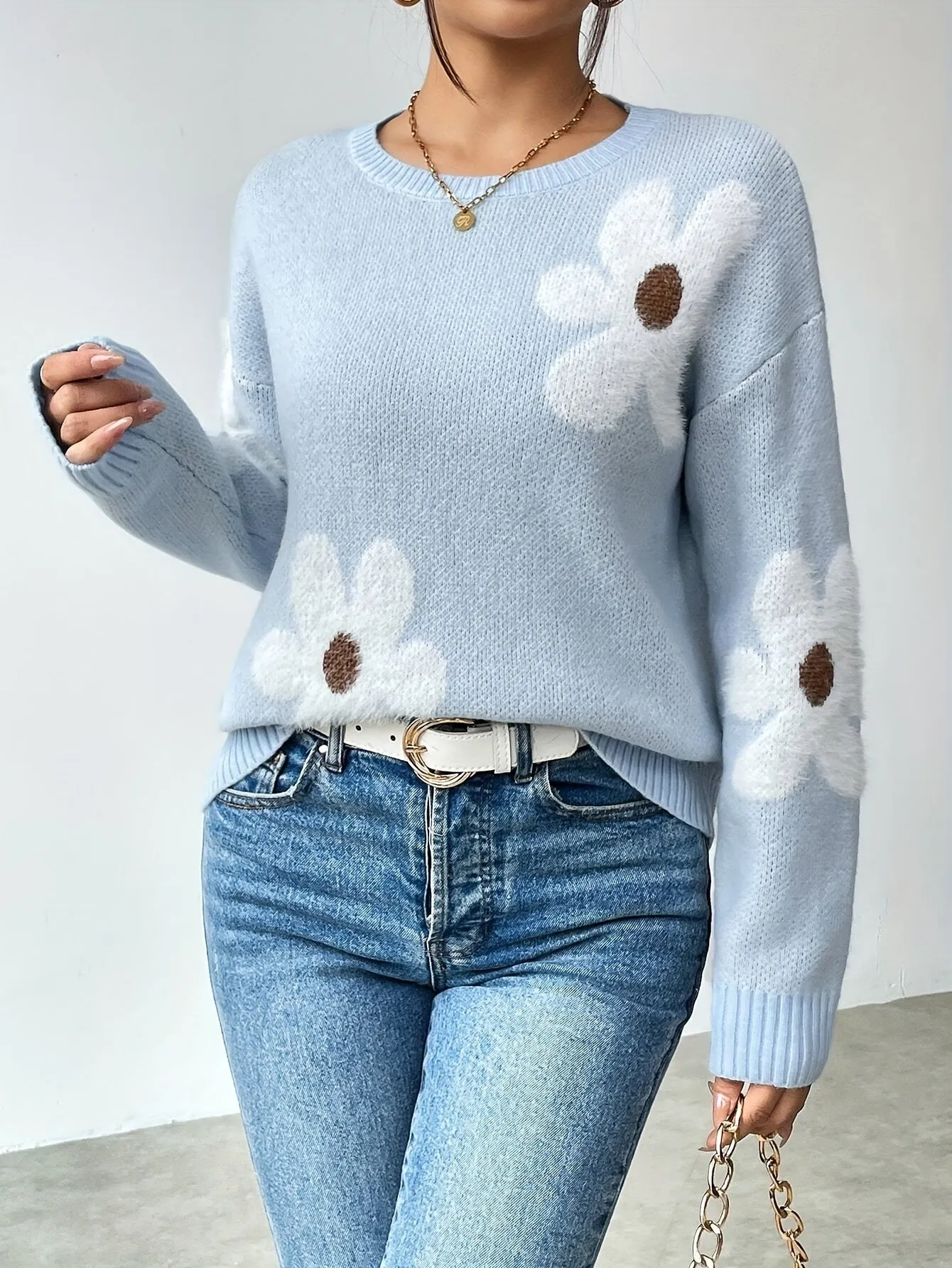 Sophie | Pullover mit Blumenmuster und Drop-Shoulder-Ärmeln