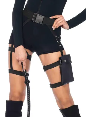 Strappy Black Garter Utility Belt Costume Accessory