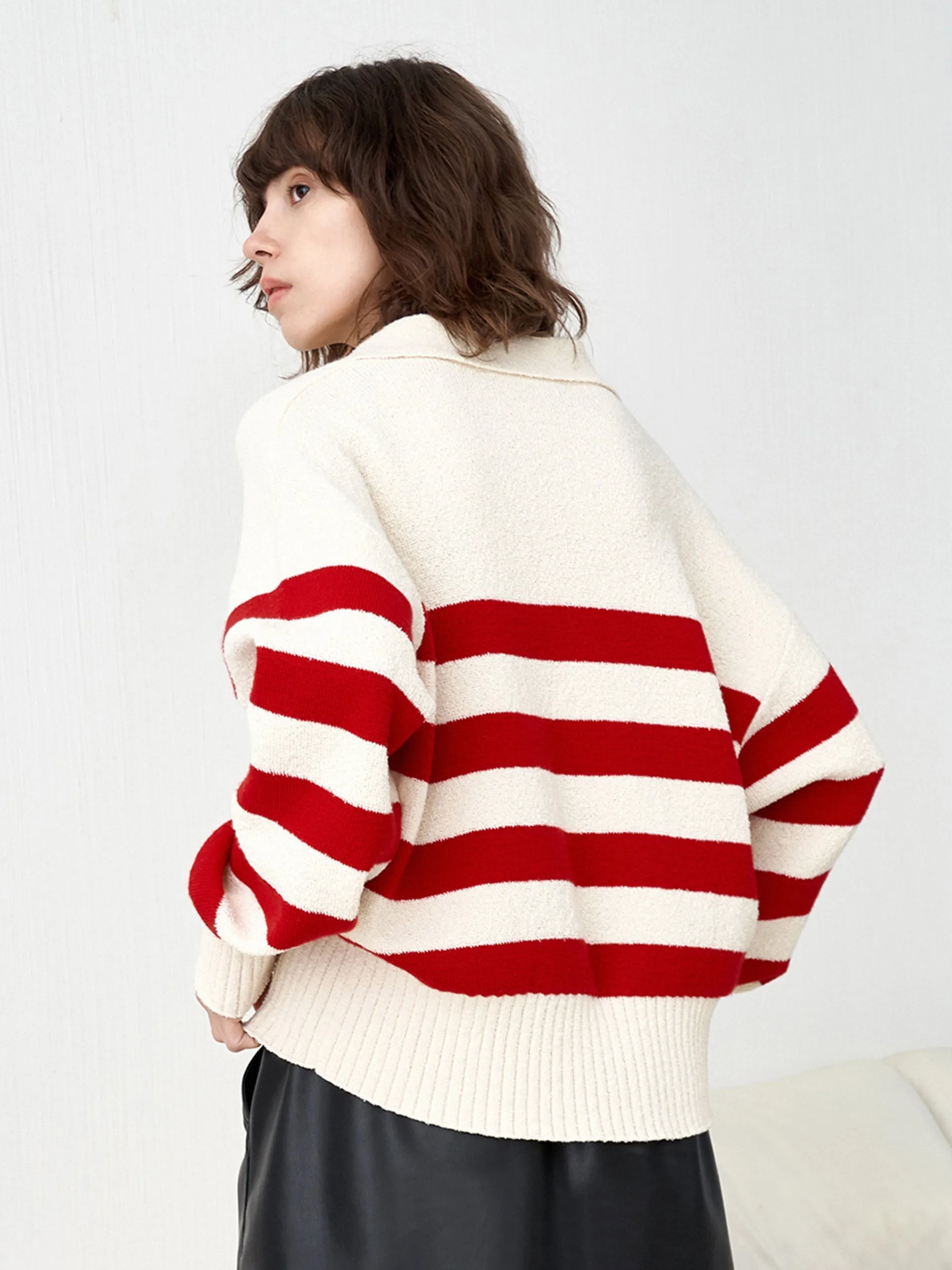 Striped POLO Knit Top