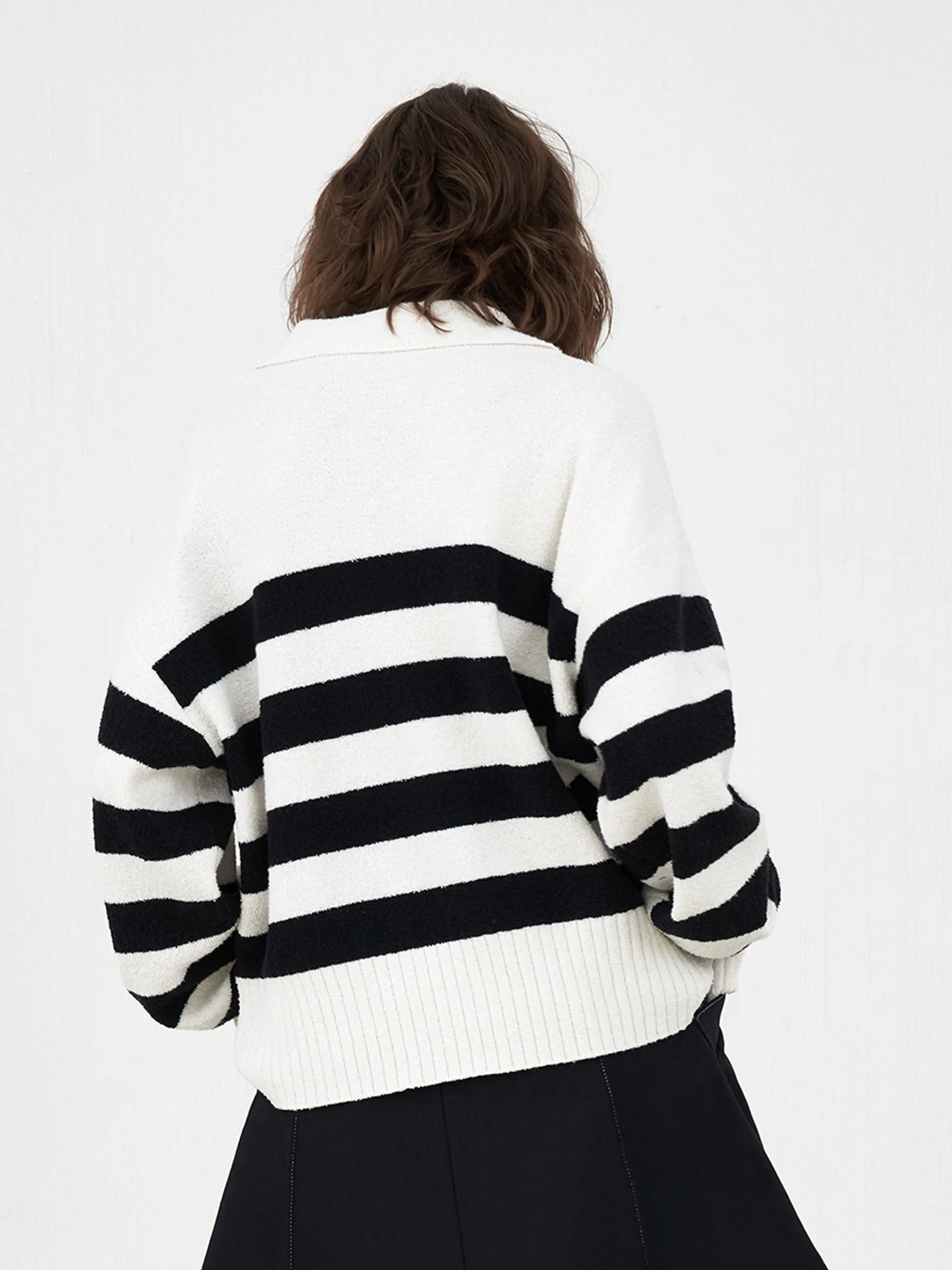 Striped POLO Knit Top