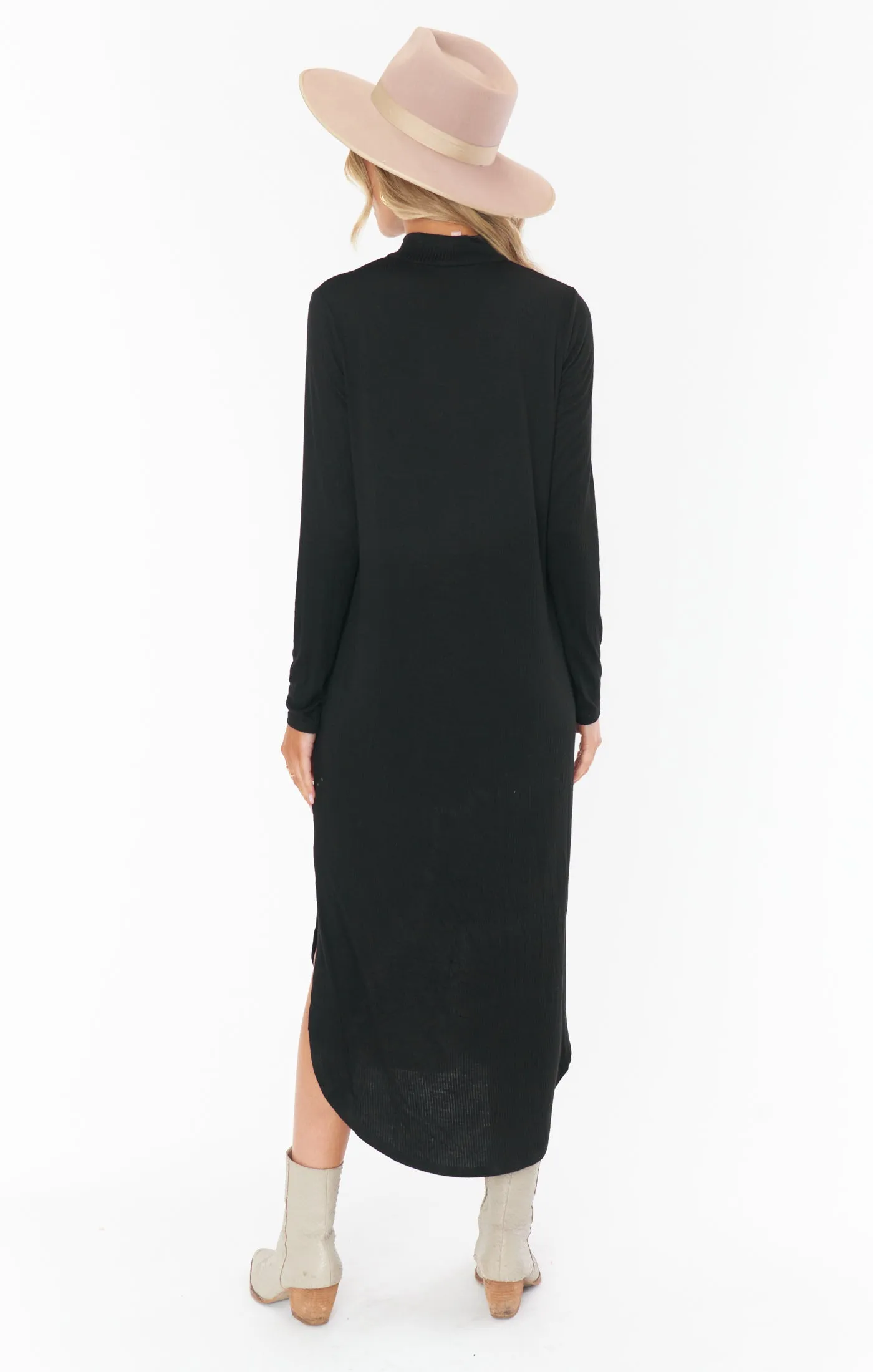 Sutton Midi Dress ~ Black Rib Knit