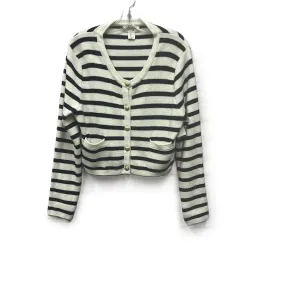 Sweater Cardigan By Jessica Simpson In Blue & White, Size: L