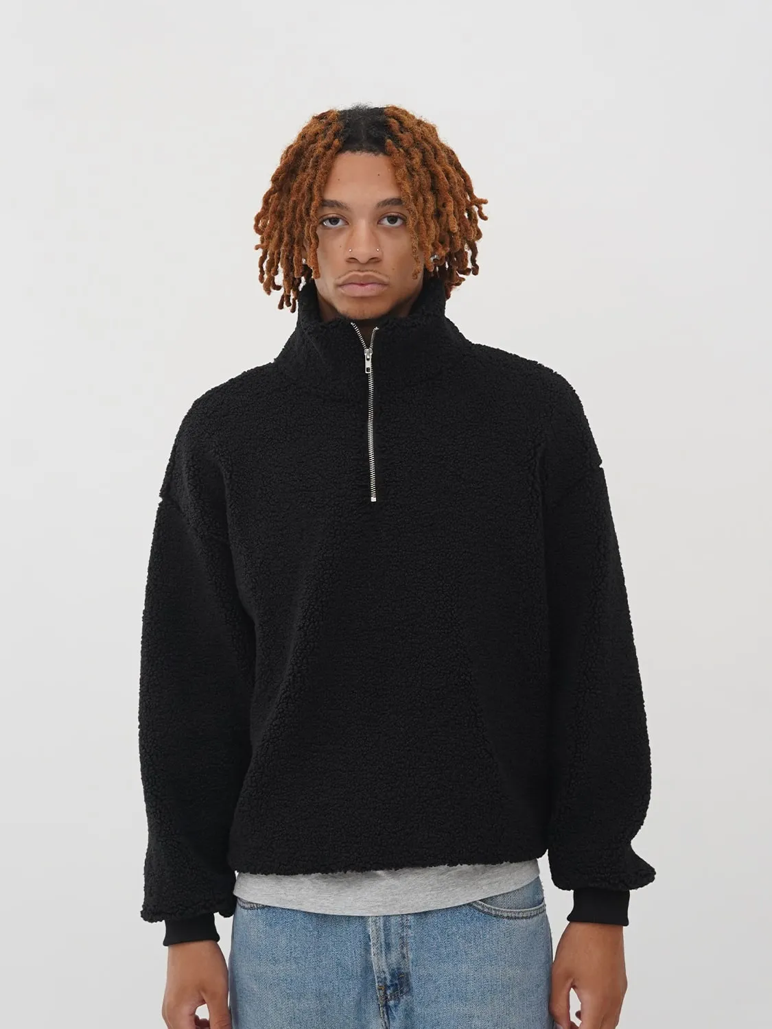 Teddy Fleece Quarter Zip Black