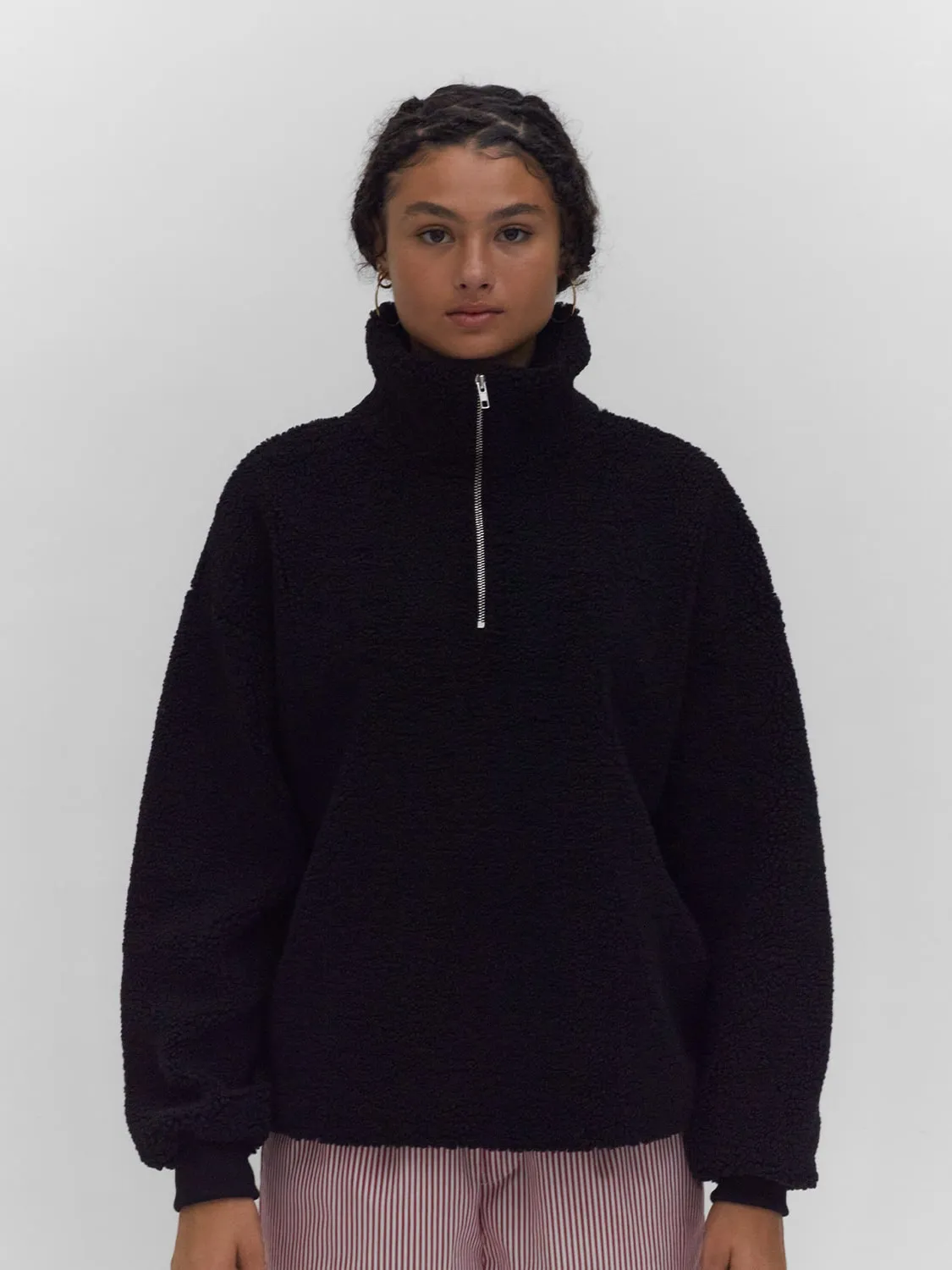 Teddy Fleece Quarter Zip Black