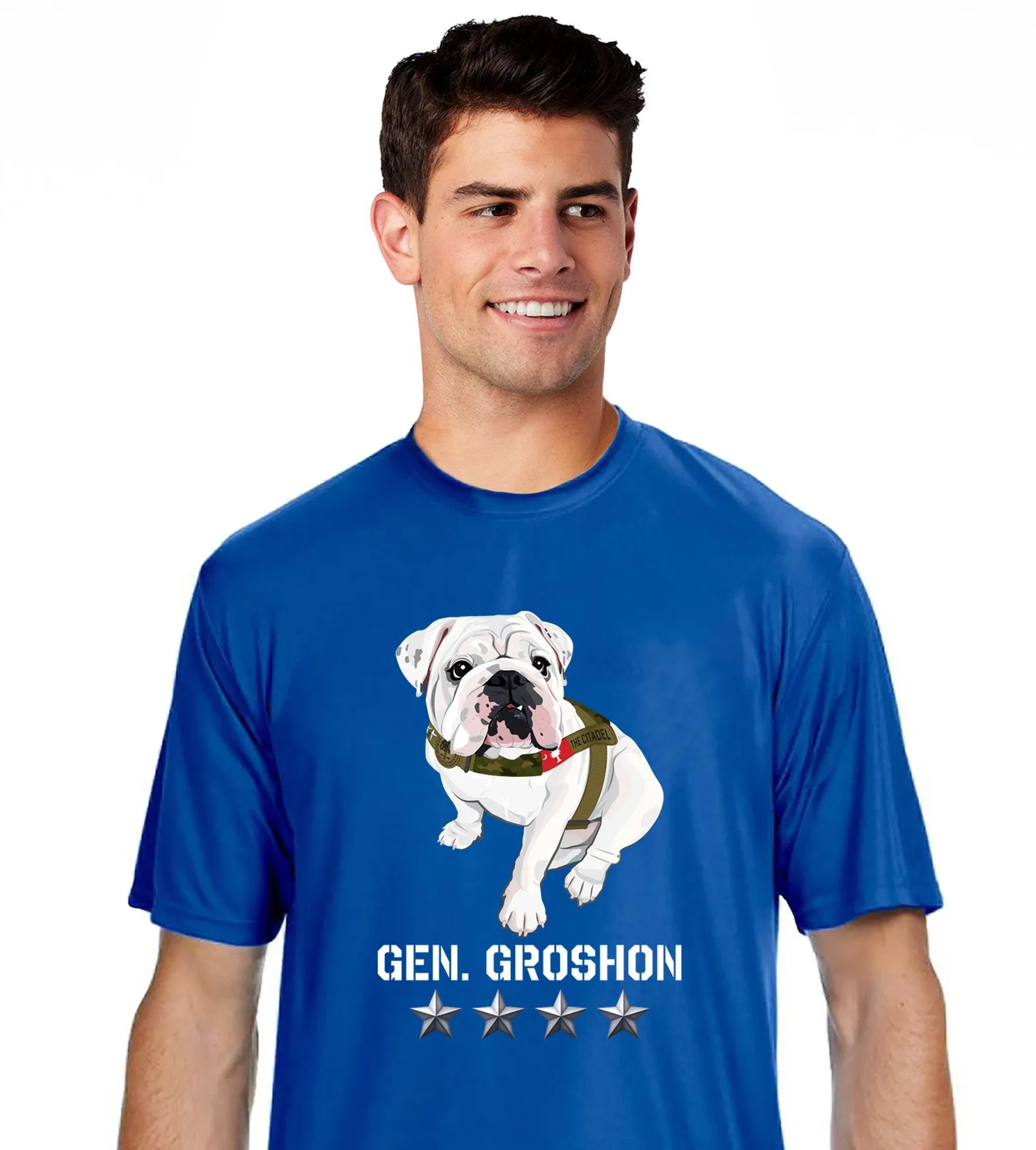 The Citadel Mascot Bulldog, General Groshon, AKA G3 Performance Tee Shirt