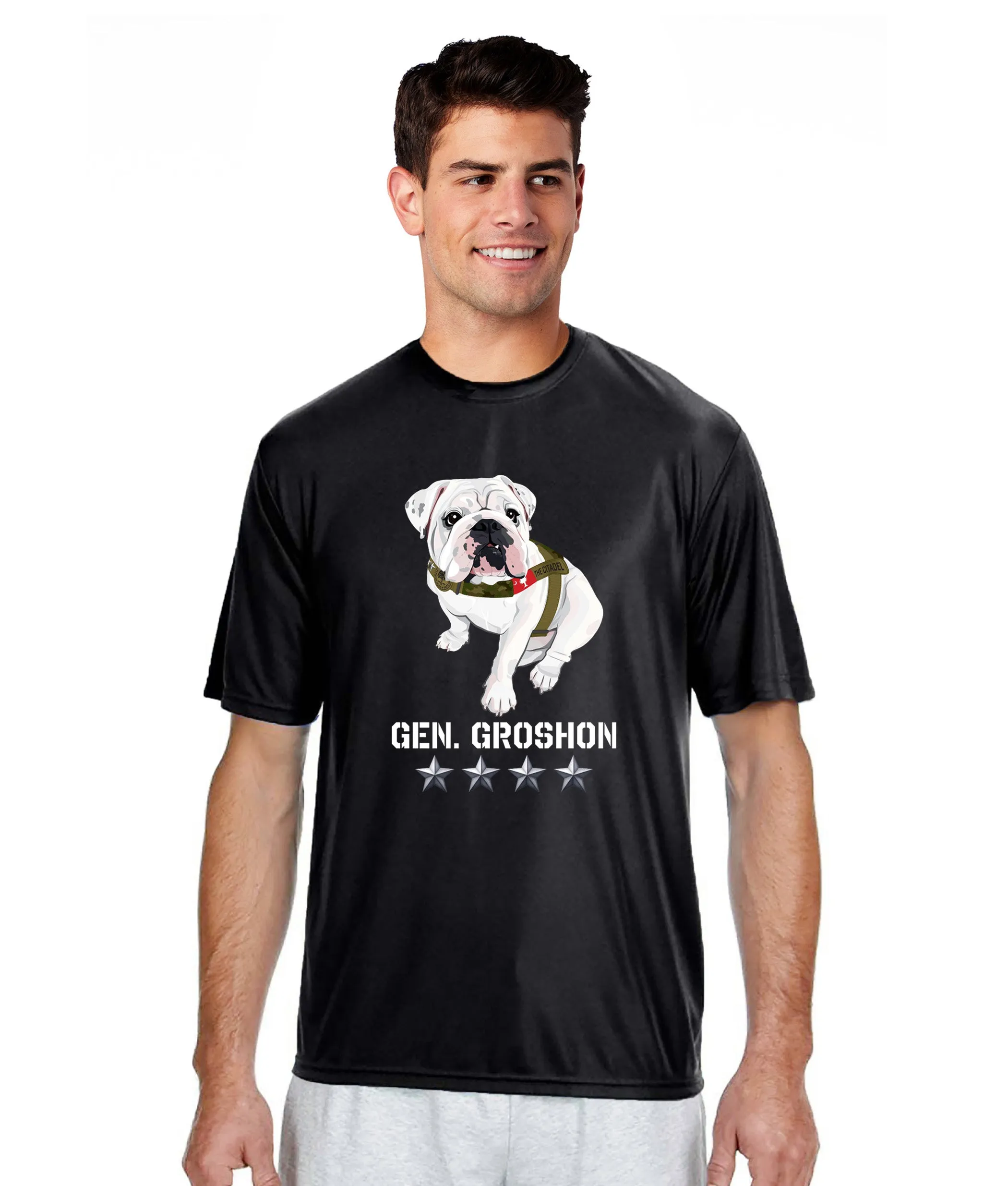 The Citadel Mascot Bulldog, General Groshon, AKA G3 Performance Tee Shirt