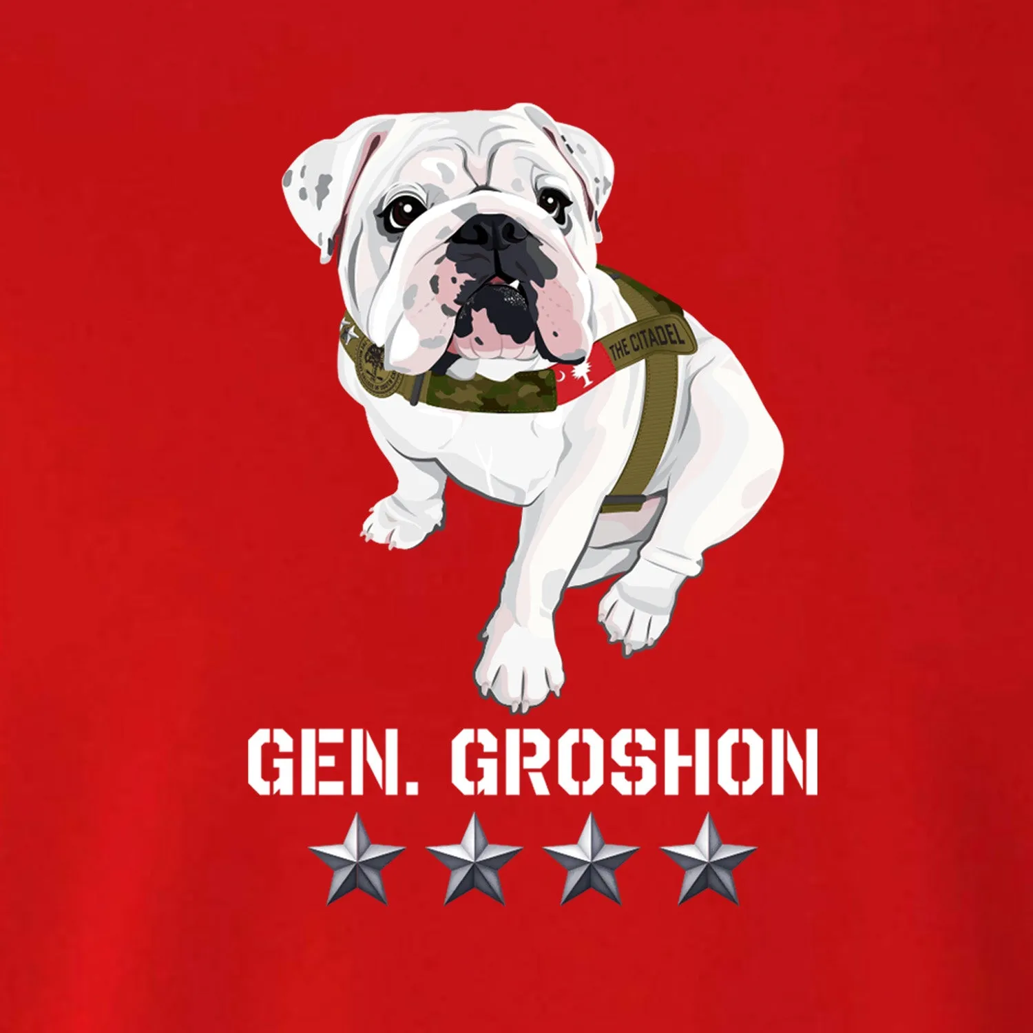 The Citadel Mascot Bulldog, General Groshon, AKA G3 Performance Tee Shirt