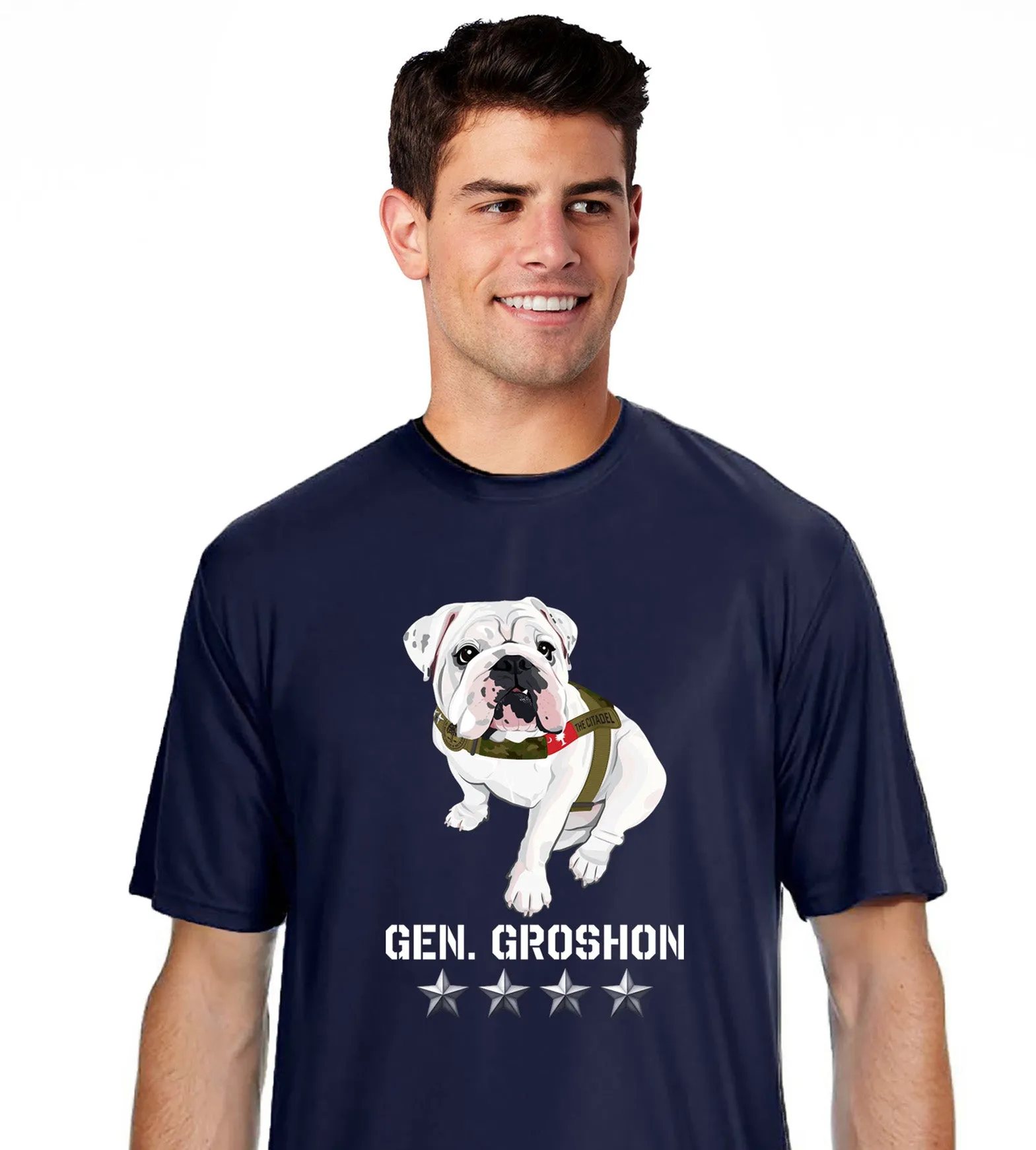 The Citadel Mascot Bulldog, General Groshon, AKA G3 Performance Tee Shirt