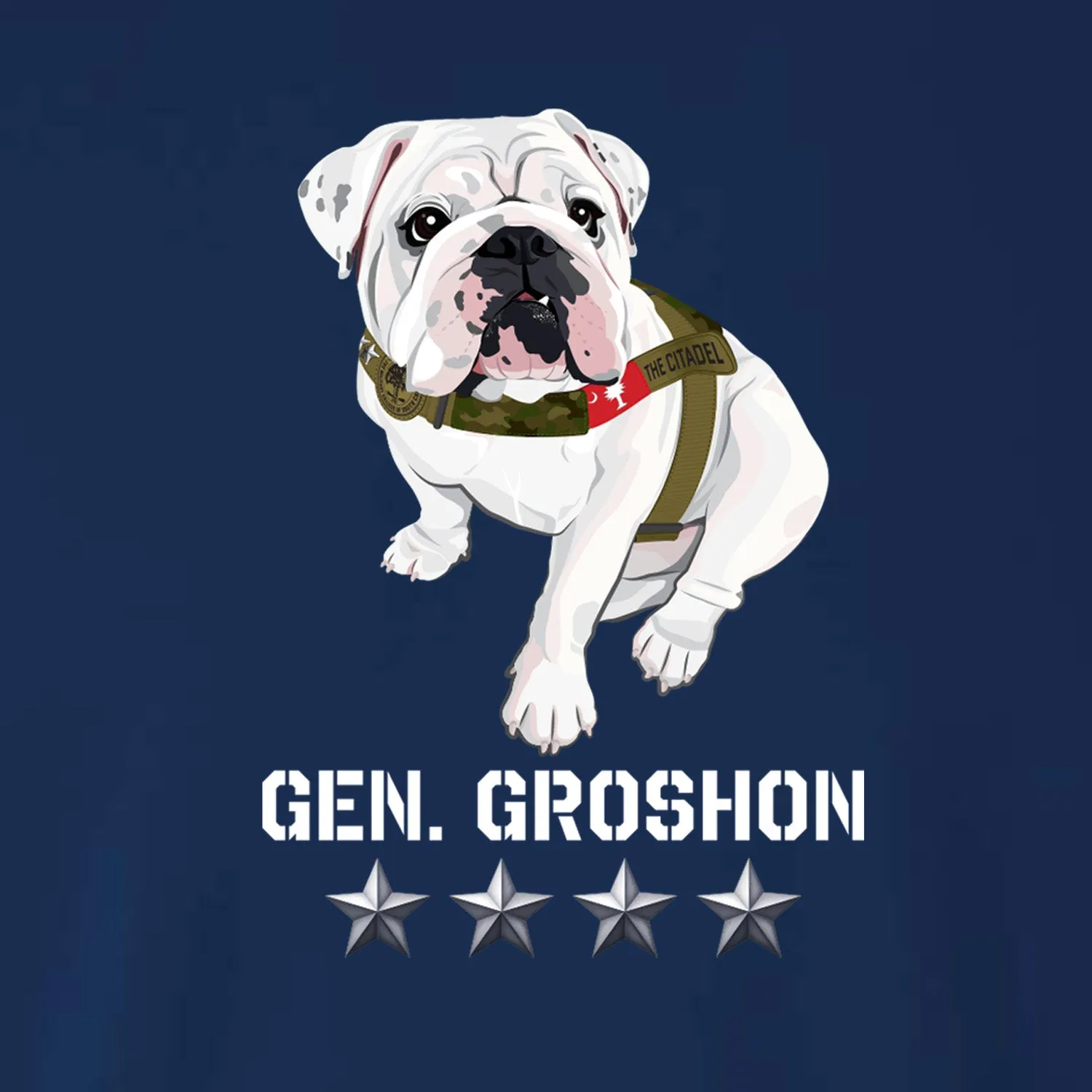 The Citadel Mascot Bulldog, General Groshon, AKA G3 Performance Tee Shirt