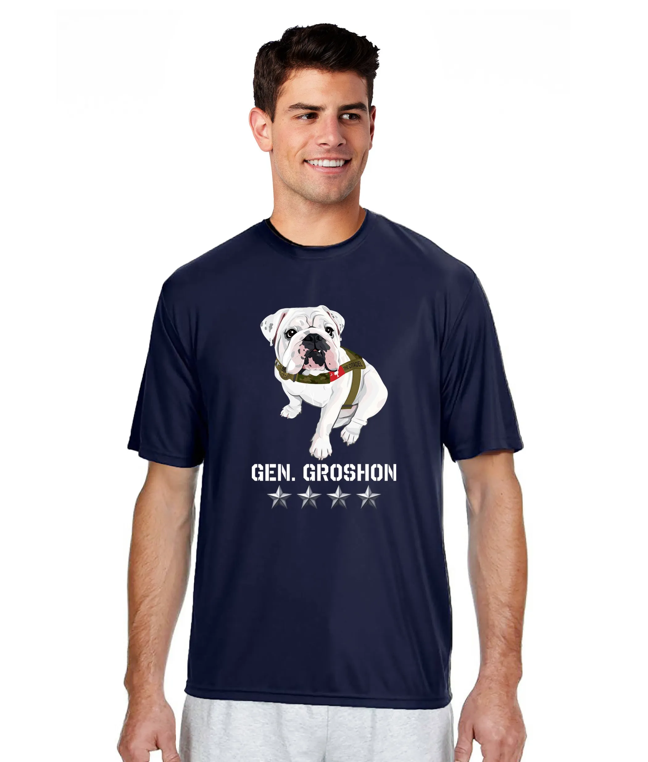 The Citadel Mascot Bulldog, General Groshon, AKA G3 Performance Tee Shirt