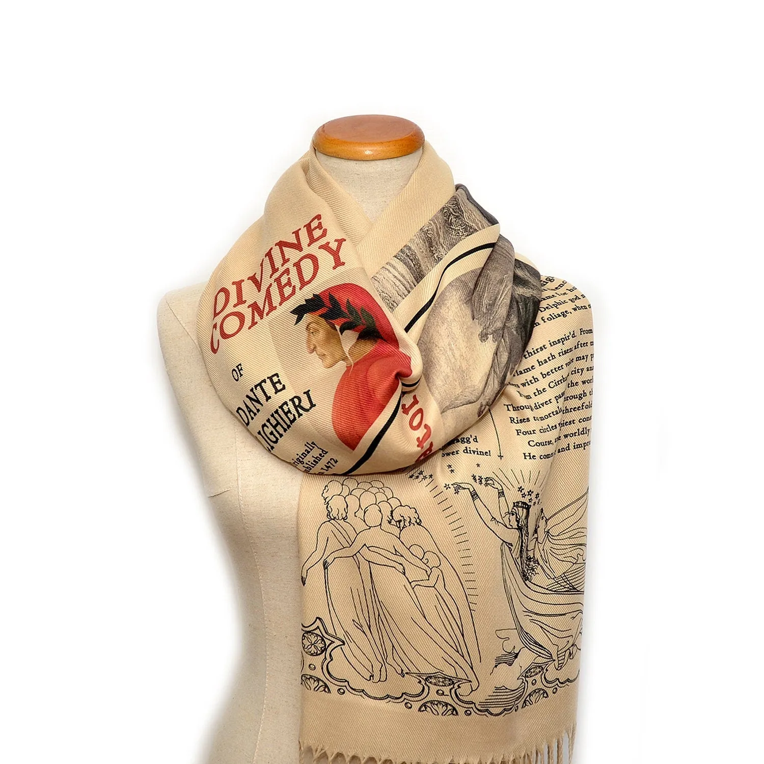 The Divine Comedy by Dante Alighieri Scarf ,Bookish Gift, Literary Gift, Book Lover Scarf, Librarian gift.