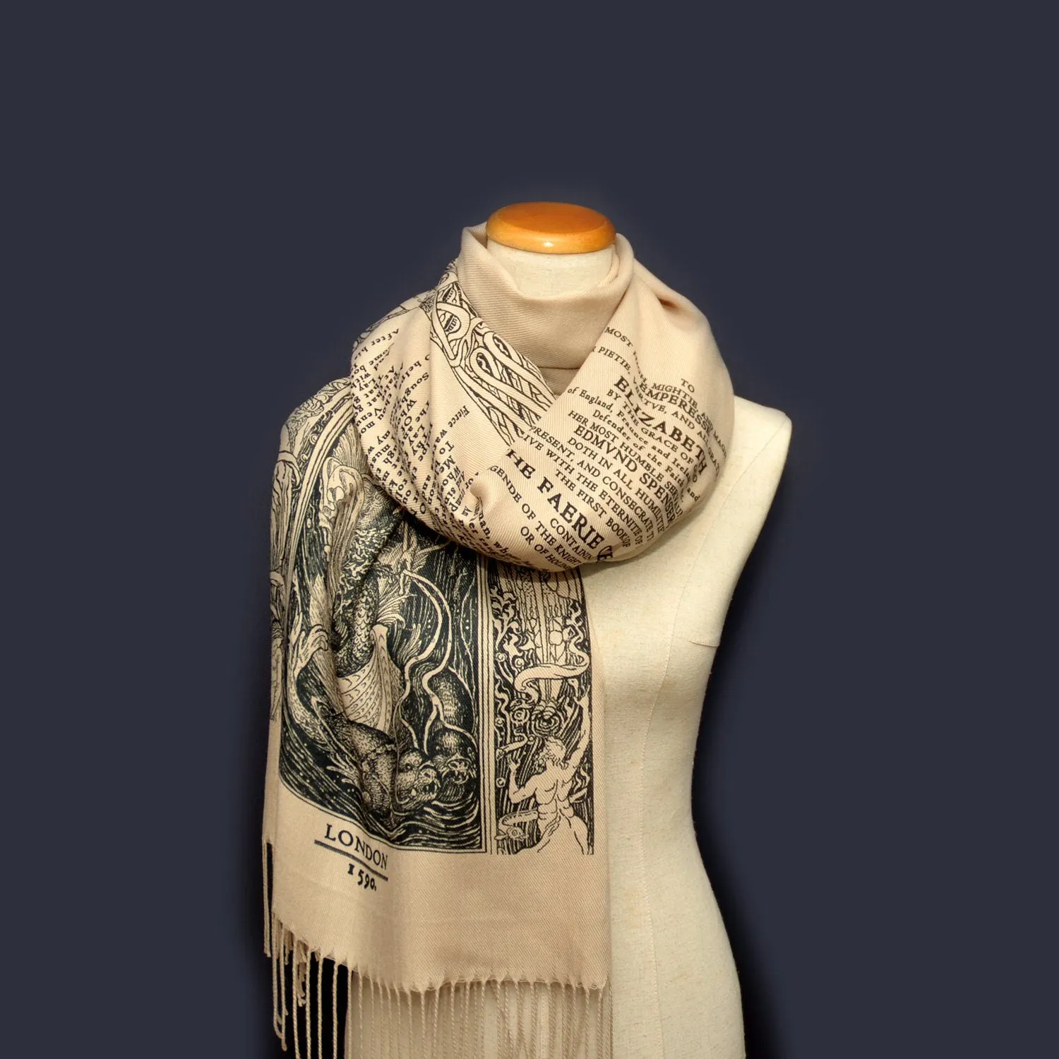 The Faerie Queene by Edmund Spenser Shawl Scarf. Bookish Gift, Literary Gift, Book Scarf, Literary Scarf.