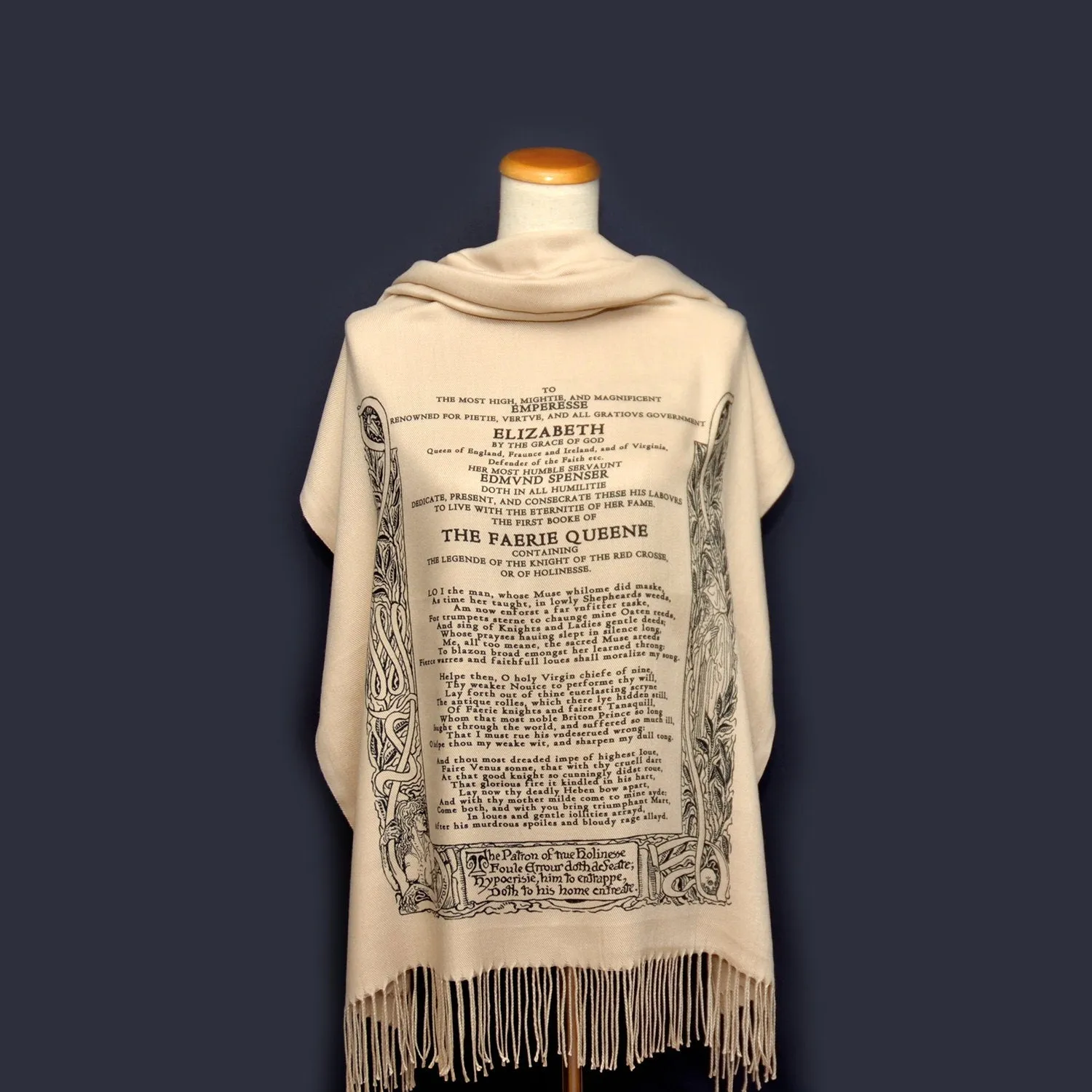 The Faerie Queene by Edmund Spenser Shawl Scarf. Bookish Gift, Literary Gift, Book Scarf, Literary Scarf.