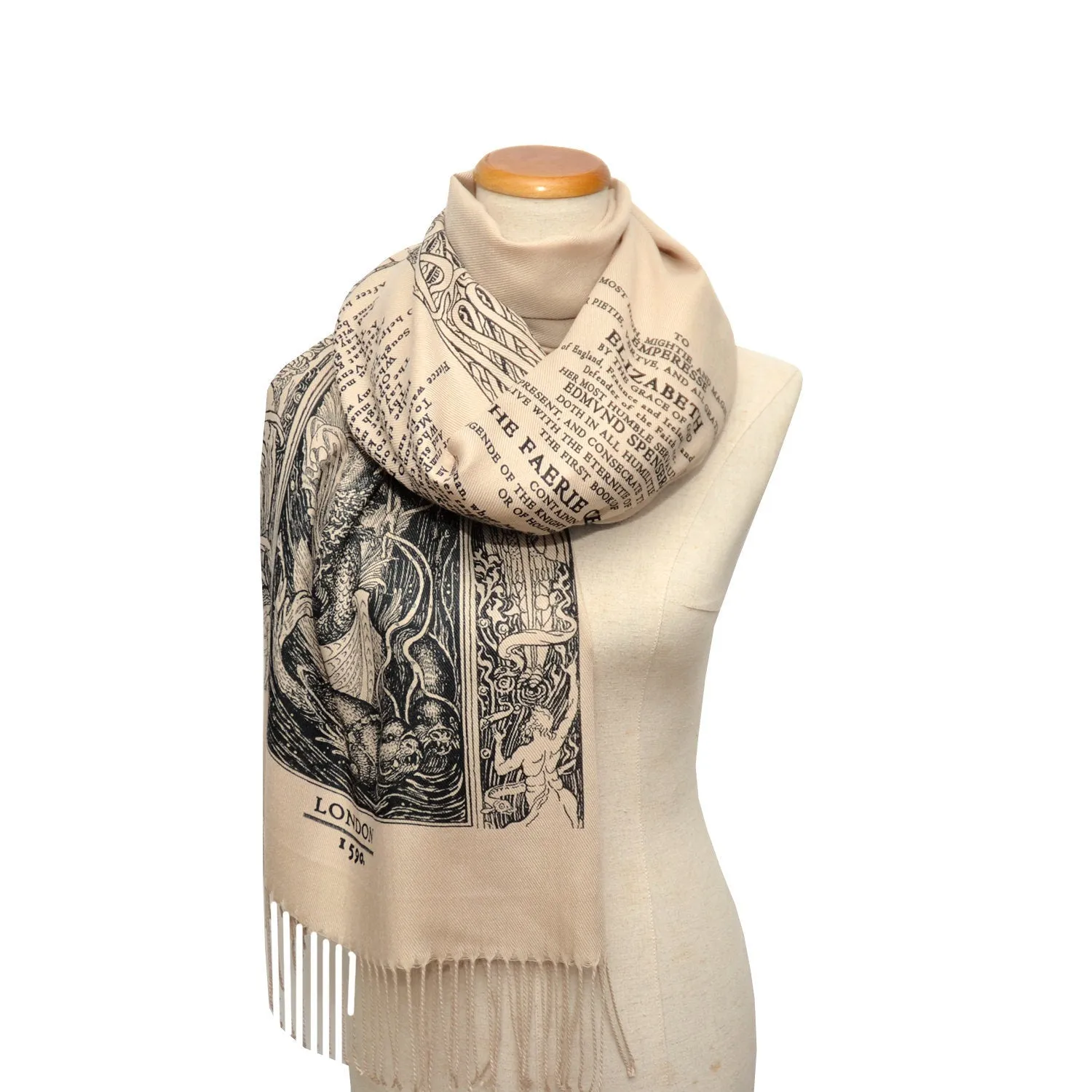 The Faerie Queene by Edmund Spenser Shawl Scarf. Bookish Gift, Literary Gift, Book Scarf, Literary Scarf.