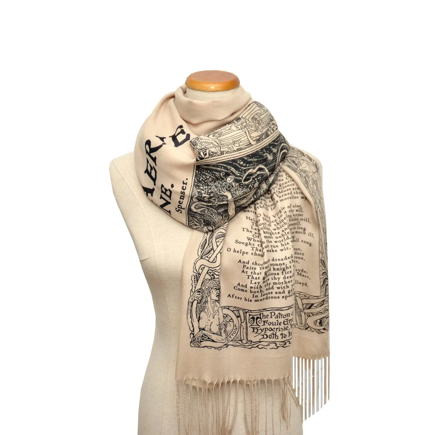 The Faerie Queene by Edmund Spenser Shawl Scarf. Bookish Gift, Literary Gift, Book Scarf, Literary Scarf.