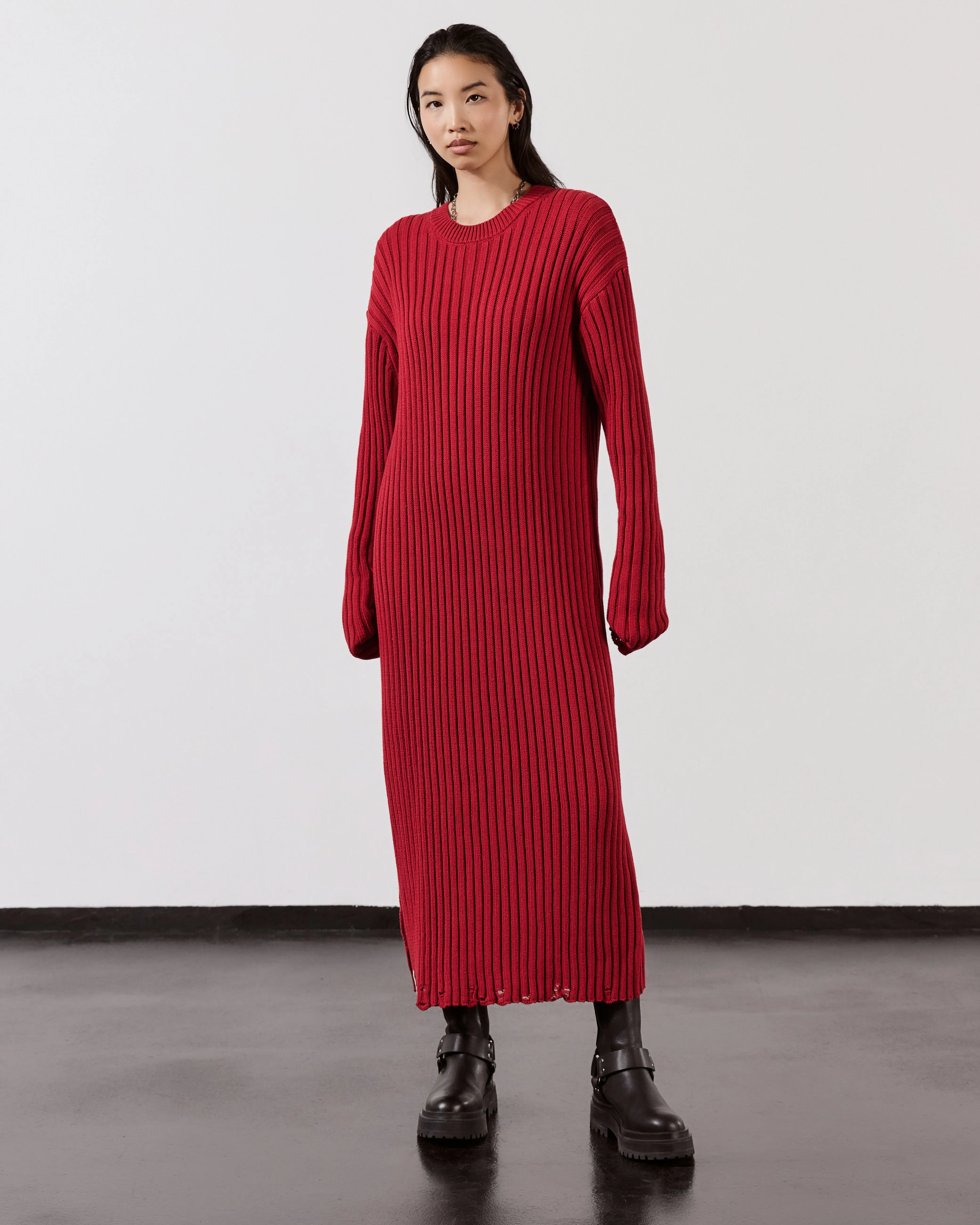 The Red Knit Longsleeve Dress