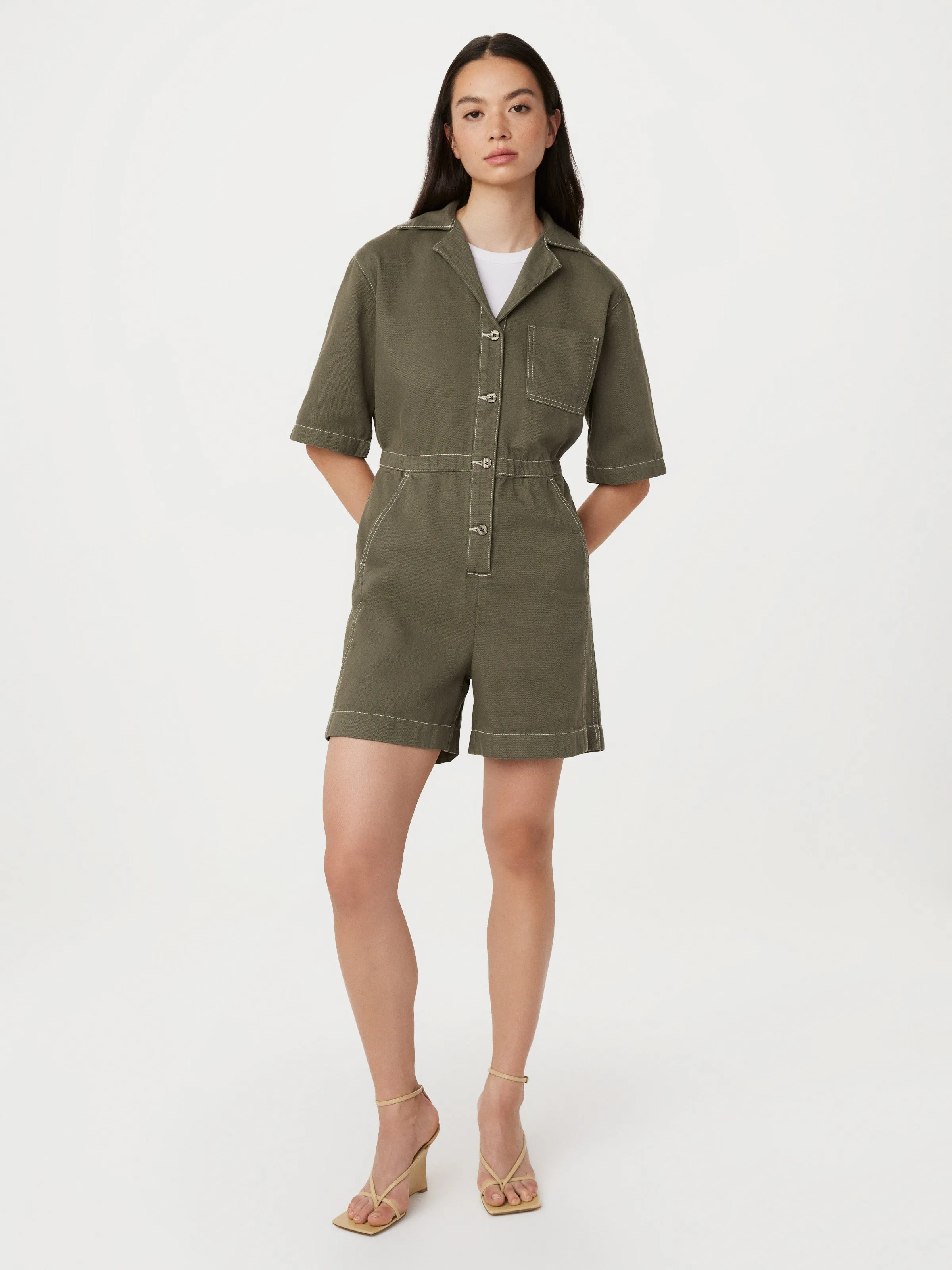 The Utility Romper in Green