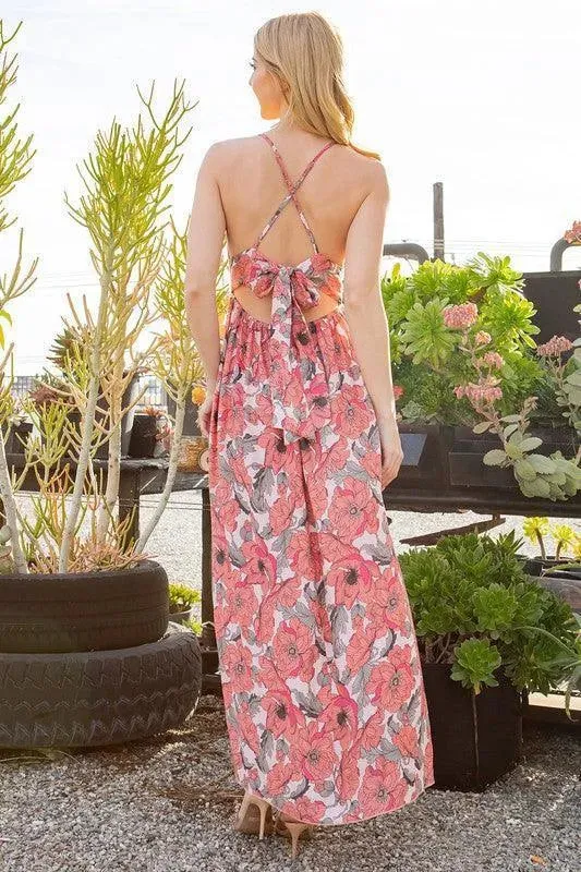 Tie Back Floral Dress