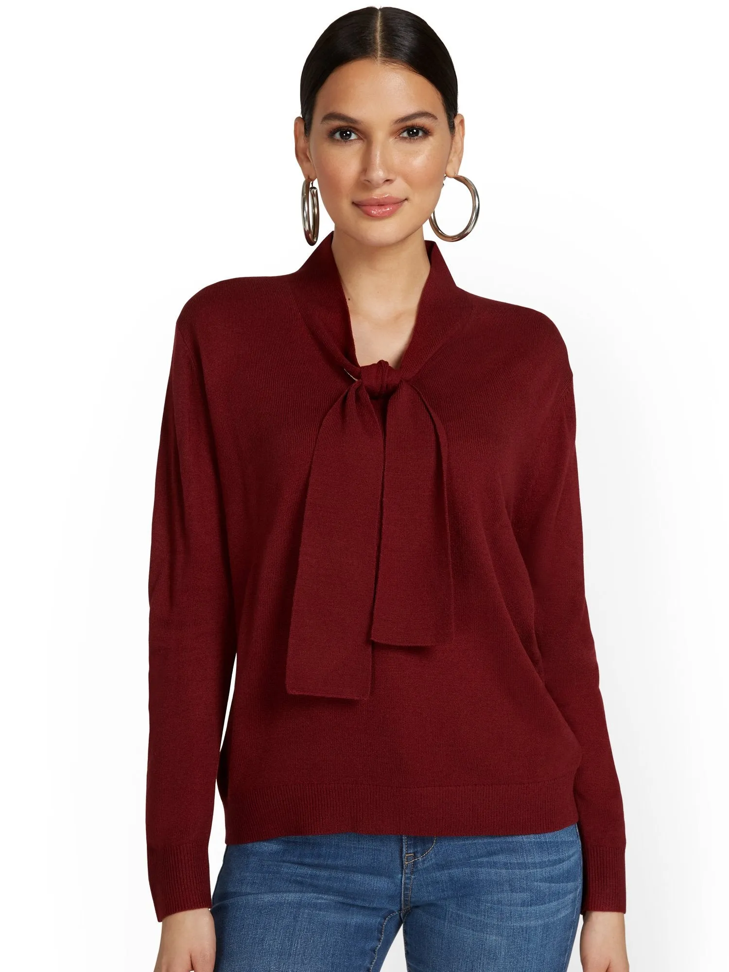 Tie-Front Pullover Sweater