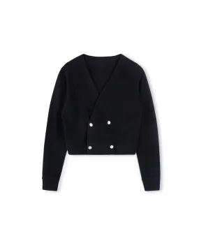 top l/s cropped knit - black