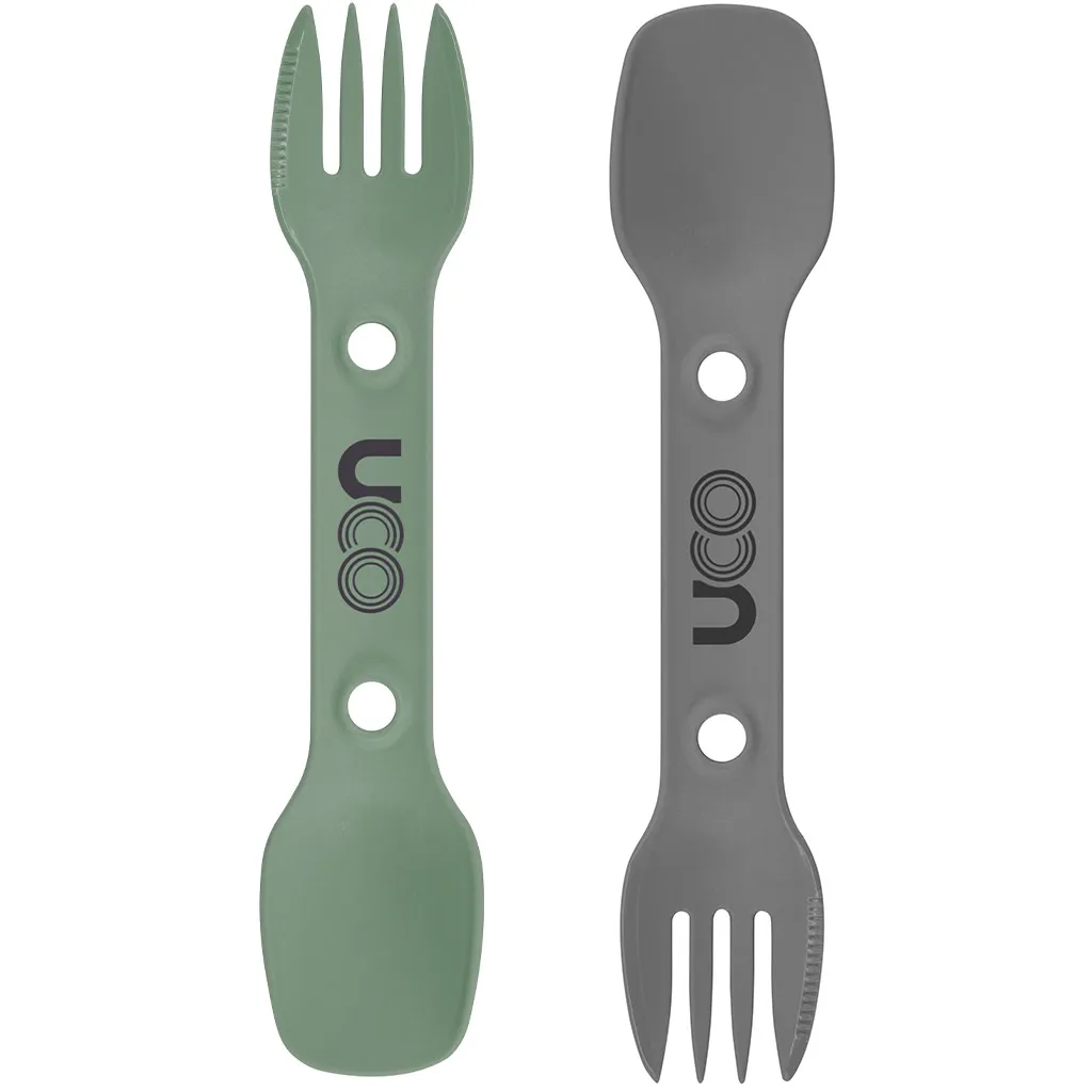 UCO Gear Utility Spork 2-Pack with Cord Greencharc | Buy UCO Gear Utility Spork 2-Pack with Cord Greencharc here | Outnorth