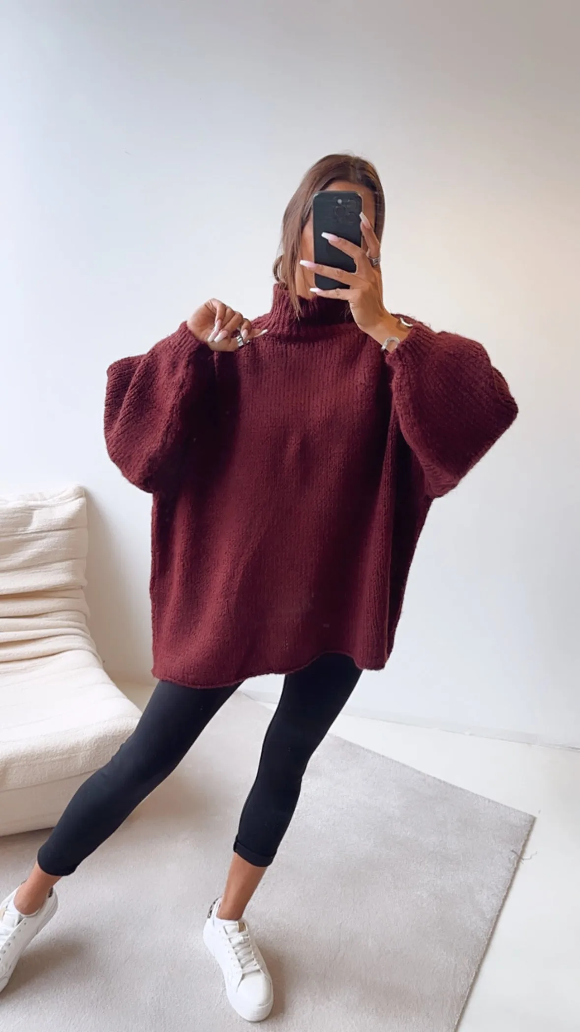 Ultra Oversize Kuschel - Pullover / Bordeaux Art. 7732