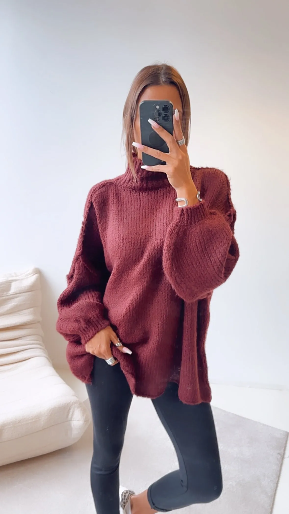 Ultra Oversize Kuschel - Pullover / Bordeaux Art. 7732