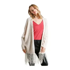 Umgee Open Cardigan Fringe Cream