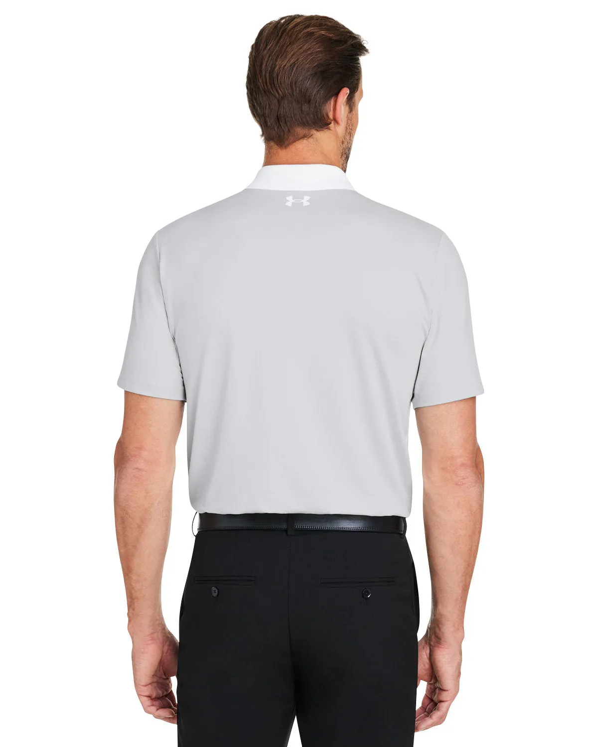 Under Armour Mens Performance 3.0 Custom Colorblock Polos, White Heather Grey