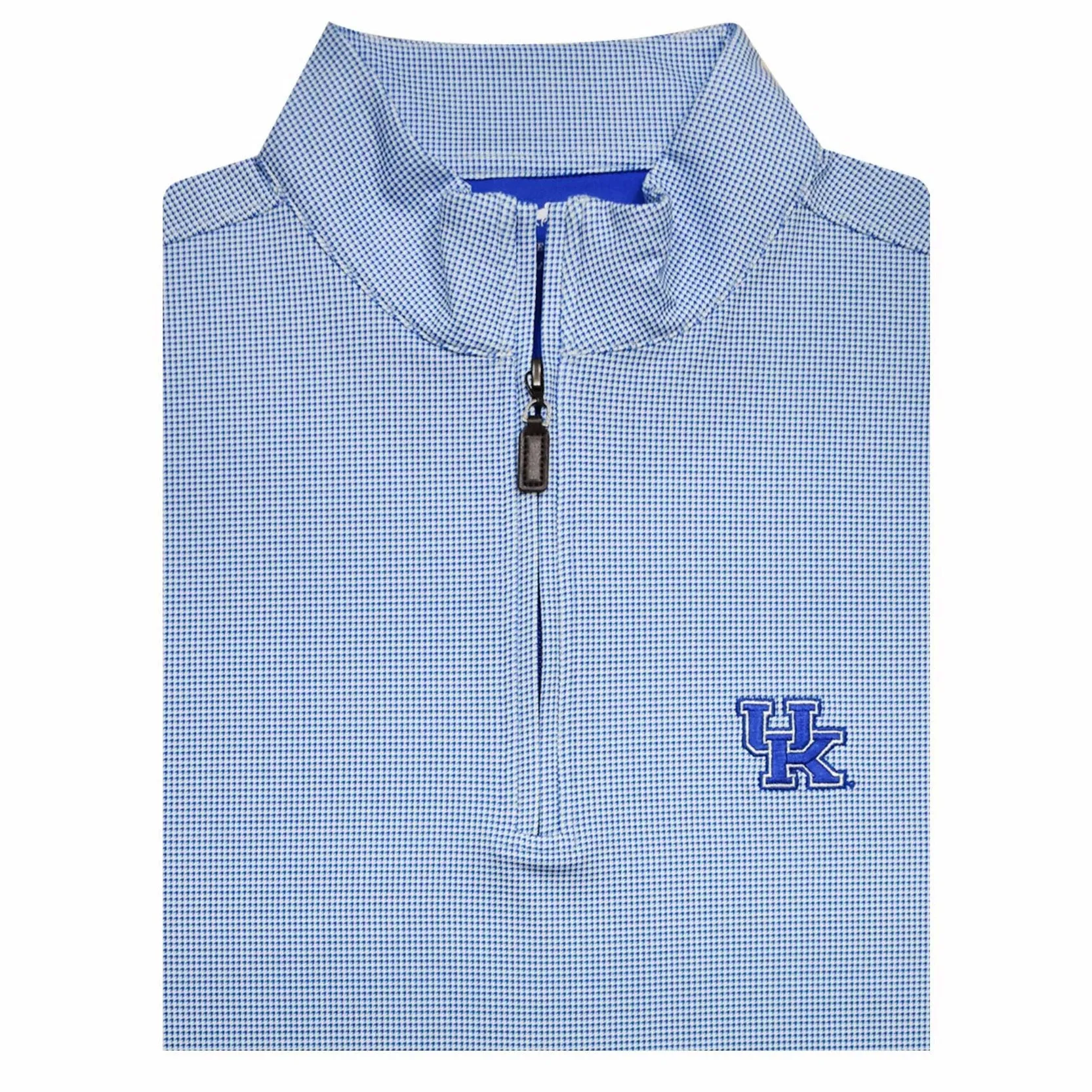 University of Kentucky Performance Houndstooth Quarter-Zip in White/Blue by Horn Legend