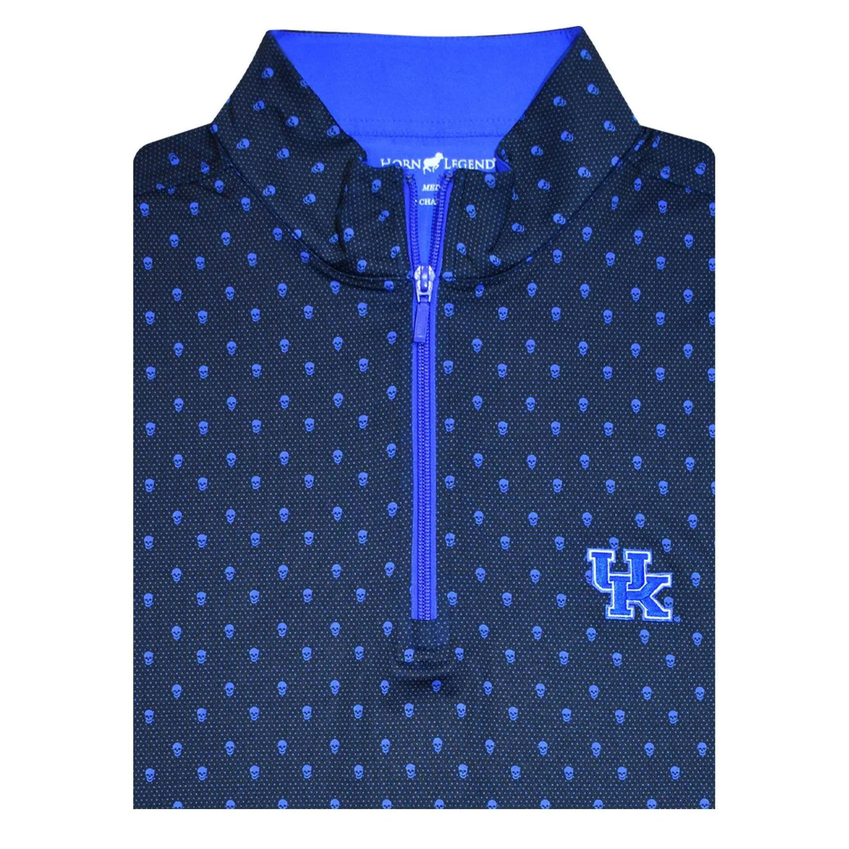 University of Kentucky Performance Skulls Quarter-Zip in Black/Blue by Horn Legend