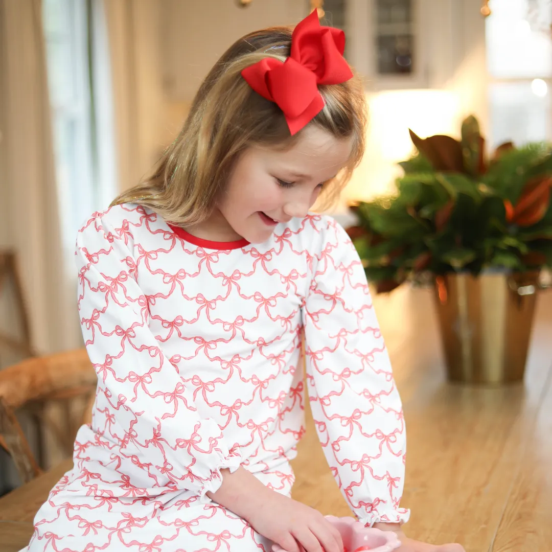 Valentine's Day Red Bow Print Knit Dress