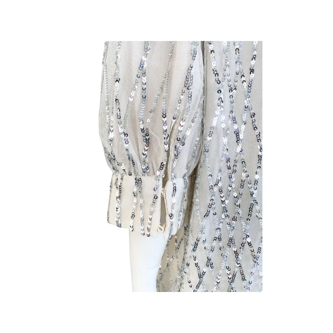 Vero Moda Sequins Shift Dress White Silver SIZE M