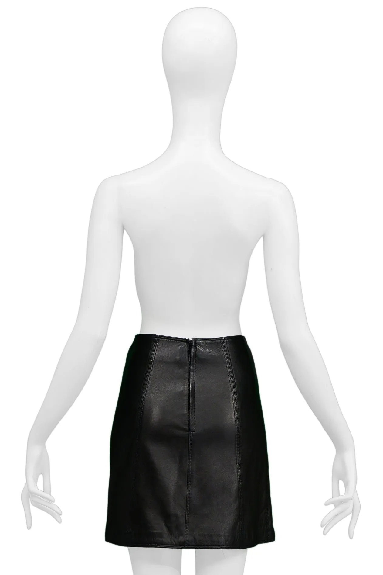 VERSACE BLACK LEATHER MINI SKIRT 1990s